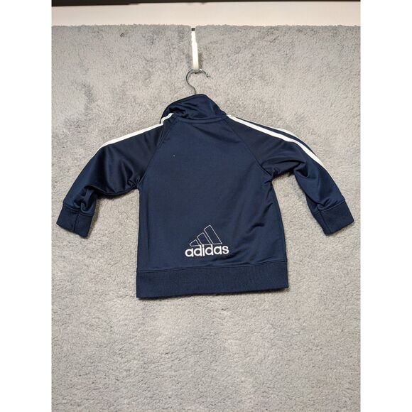 Adidas Boys Full Zip Track Logo Trefoil Three Stripes Jacket 18M Blue Preowned - Picture 3 of 4
